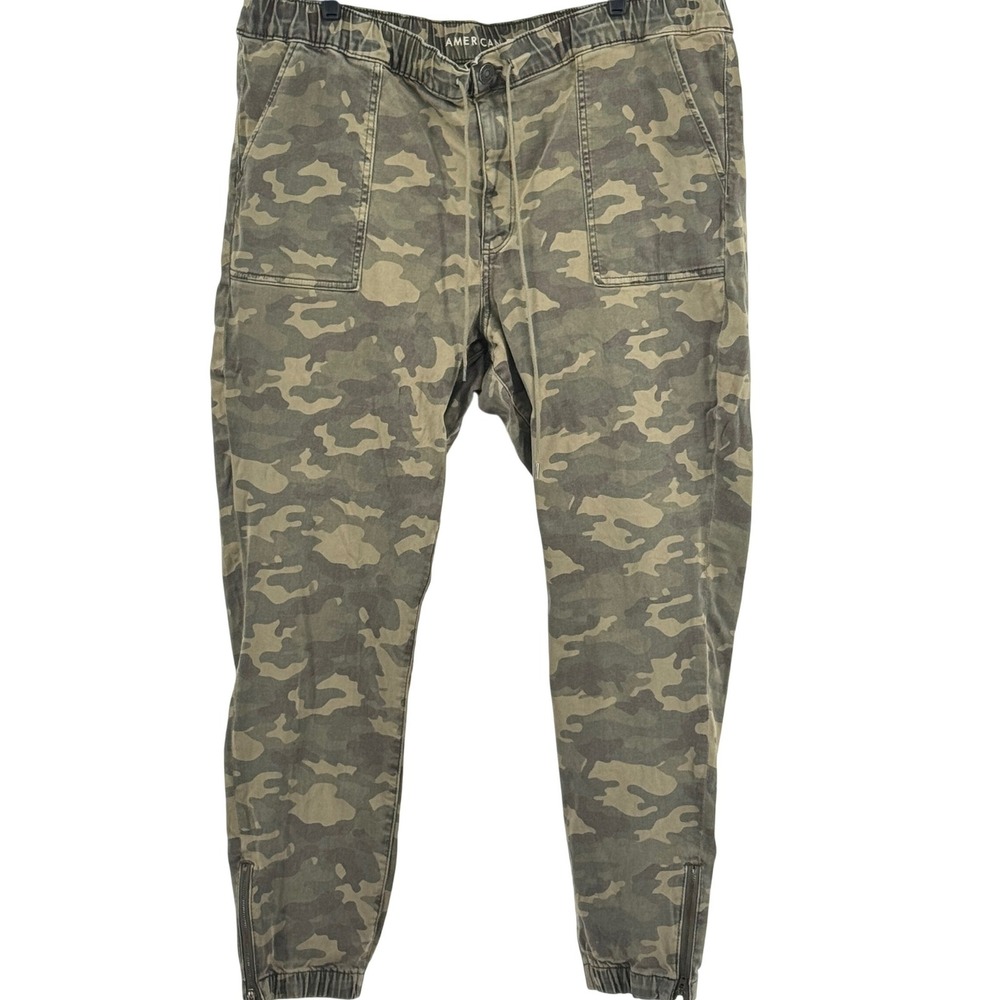 American Eagle Camo Joggers Womens 22 Next Level Stretch Green Camouflage Zipper